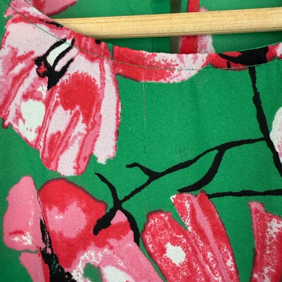 Women's Who What Wear Green and Pink Floral Sleeveless Blouse, Size M - Picture 8 of 8